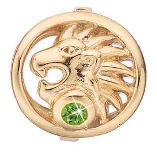 Christina Collect silver plated Leo zodiac sign with green stone (23 Jul - 22 Aug)